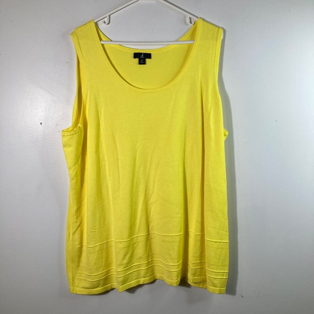 Womens J Jason Wu Sleeveless Knit Tank Top Yellow 3X Rayon Nylon
